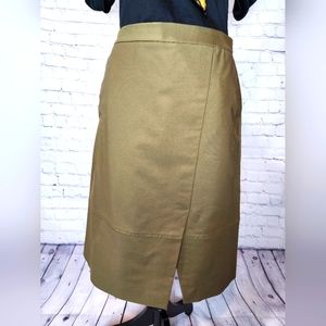 Halogen Midi Front split Skirt, Olive Green, Size 4